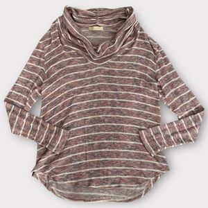 Everleigh Women’s Sweater Size 1XL Cowl Neck Marled Striped Lightweight Cozycore